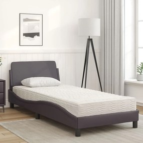 vidaXL Κρεβάτι με Στρώμα Dover Γκρι 80 x 200 εκ. Συνθετικό Δέρμα
