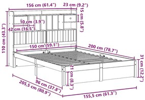 ΚΡΕΒΑΤΙ ΒΙΒΛΙΟΘΗΚΗ ΧΩΡΙΣ ΣΤΡΩΜΑ 150X200 ΕΚ ΜΑΣΙΦ ΞΥΛΟ ΠΕΥΚΟΥ 3322421