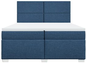 Κρεβάτι Boxspring με Στρώμα Μπλε 200x200 εκ. Υφασμάτινο - Μπλε