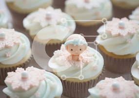 Intra Συλλεκτικό Ξύλινο Παζλ Plywood  4mm - Διακοσμημένα Cupcakes με ειδώλιο μωρού και νιφάδες χιονιού Σε Ξύλινο Κουτί - Διαστάσεις: 10x10 cm – 25 κομμάτια