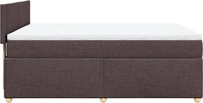 vidaXL Κρεβάτι Boxspring με Στρώμα Σκούρο Καφέ 140x200 εκ Υφασμάτινο