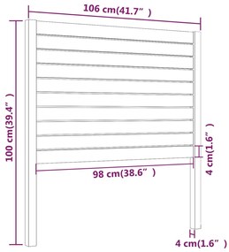 vidaXL Κεφαλάρι Κρεβατιού Λευκό 106 x 4 x 100 εκ. Μασίφ Ξύλο Πεύκου