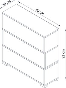 Παπουτσοθήκη Λευκό / Καρυδί GRAPO 90x30x93