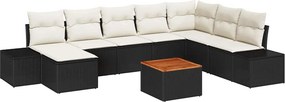 vidaXL Σετ Καναπέ Κήπου 9 pcs Μαύρο και λευκό