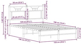 Πλαίσιο Κρεβατιού Χωρ. Στρώμα Sonoma Δρυς 120x190 εκ Επ. Ξύλο - Καφέ