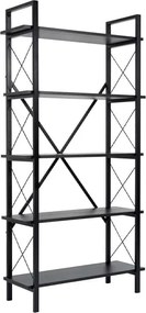 Βιβλιοθήκη Elysian Megapap χρώμα black wood 90x33,5x180εκ.