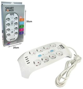 Qiao Sheng  Πολύμπριζο 8 Θέσεων 10Α/250V-2500W 2m NO:3278 - Smart power 8 power socket
