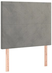 vidaXL Κρεβάτι Boxspring με Στρώμα Ανοιχτό Γκρι 90x200 εκ. Βελούδινο
