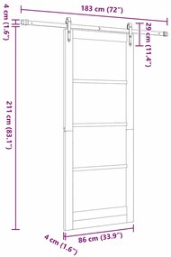 vidaXL Συρόμενη Πόρτα Άλλο ORKDAL Φυσικό και μαύρο 86 x 211 cm