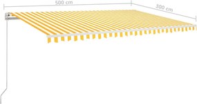vidaXL Αναδιπλούμενη τέντα Κίτρινο και Λευκό 500 x 300 εκ