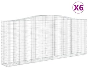 vidaXL Συρματοκιβώτια Τοξωτά 6 τεμ. 400x50x160/180 εκ. Γαλβαν. Ατσάλι