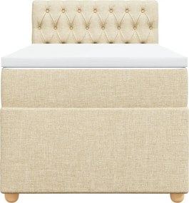 vidaXL Κρεβάτι Boxspring με Στρώμα Κρεμ 90x200 εκ.Υφασμάτινο