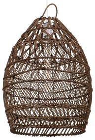 00711 GloboStar®  TAHITI 00711 Boho Κρεμαστό Φωτιστικό Πλέγμα Μονόφωτο 1 x E27 IP20 Καφέ Ξύλο - Μ38 x Π38 x Υ50cm