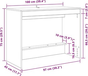 vidaXL Κρεβάτι Γραφείο Λευκό 100 x 45 x 75 cm Επεξεργασμένο ξύλο
