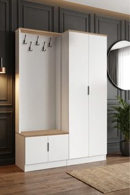 Stewehome Ντουλάπα εισόδου με 2 πόρτες ράφια και κρεμάστρα Λευκό 120x183x183 cm