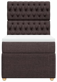 vidaXL Κρεβάτι Boxspring με Στρώμα Σκούρο Καφέ 90x200 εκ. Υφασμάτινο