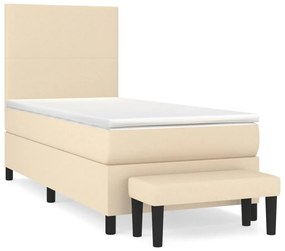 vidaXL Κρεβάτι Boxspring με Στρώμα Κρεμ 90x200 εκ.Υφασμάτινο