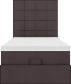 vidaXL Οθωμανικό κρεβάτι με στρώμα σκούρο καφέ 90x200cm ύφασμα