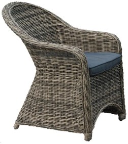 MONTANA Πολυθρόνα Τραπεζαρίας Κήπου ALU, Wicker Φ5mm Grey Brown,Μαξιλάρι Ανθρακί 60x72x85cm Ε653