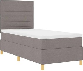 vidaXL LED Κρεβάτι με βάθρο με στρώμα Taupe 90 x 200 cm ύφασμα