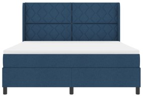 vidaXL Κρεβάτι Box Spring με Στρώμα Μπλε 180x200 εκ. Υφάσματος