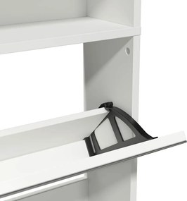 vidaXL Παπουτσοθήκη Καθρέφτης 4 Επιπέδων Λευκή 63 x 17 x 134 εκ.