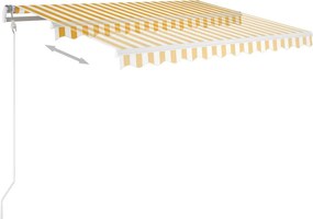 vidaXL Αναδιπλούμενη τέντα Κίτρινο και Λευκό 350 x 250 εκ