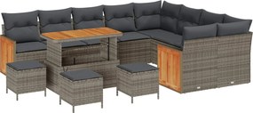 vidaXL Σετ Καναπέ Κήπου με μαξιλάρι 13 pcs Γκρι
