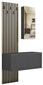 ENTRYWAY FURNITURE SET WITH MIRROR MYLES  MELAMINE IN SONAMA-BLACK 100x37.1x199.5Hcm.