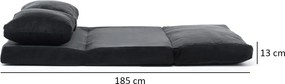 Διθέσιος Καναπές Κρεβάτι Μαύρο DIVIR 68x120x62