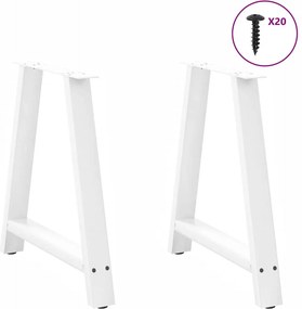 vidaXL Πόδια Τραπεζαρίας σε Σχήμα Α, 2 τεμ. Λευκά 70x(72-73) εκ. Ατσάλι