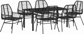 vidaXL Σέτ φαγητού για κήπο 7 pcs Μαύρο συνθετικό ρατάν
