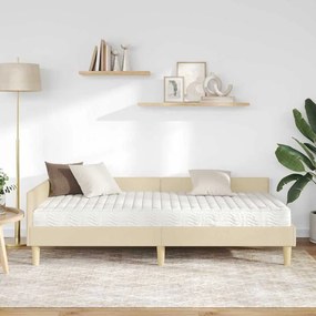 vidaXL Κρεβάτι γωνίας με στρώμα με στρώμα 2 pcs Κρεμ ύφασμα