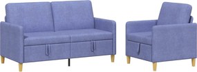 vidaXL Σαλονάκι Σετ Με Αποθηκευτικό Χώρο 2 pcs Μπλε τζην Πολυεστέρας