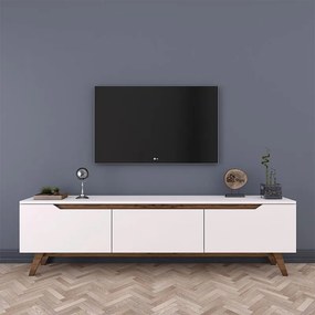 Έπιπλο τηλεόρασης Kasandra λευκό-καρυδί 180x35x48,5εκ 180x35x48.5 εκ.