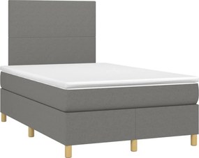 vidaXL Κρεβάτι Boxspring με Στρώμα Σκούρο Γκρι 120x200 εκ. Υφασμάτινο