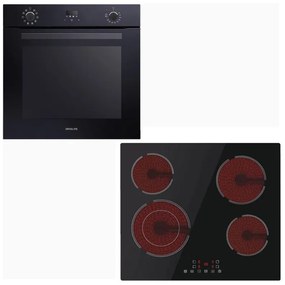 Davoline Σετ BBO 7210 Εντοιχιζόμενος Φούρνος Π59.4εκ 72lt &amp; BVC 6005 Κεραμική Εστία 59x52εκ Μαύρη