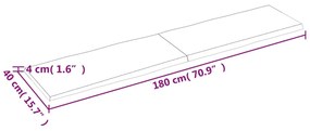 Επιφ Τραπεζιού Αν Καφέ 180x40x(2-4)εκ.Ακατέργ. Μασίφ Ξύλο Δρυός - Καφέ