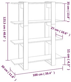 vidaXL Βιβλιοθήκη/Διαχωριστικό Χώρου Λευκό 100 x 30 x 123,5 εκ.