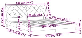 Σκελετός Κρεβατιού Χωρίς Στρώμα Μαύρο 180x200 εκ. Βελούδινο - Μαύρο