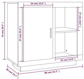 Μπουφές Καφέ Δρυς 80 x 40 x 75 εκ. - Καφέ