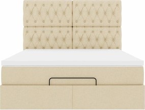 vidaXL Οθωμανικό κρεβάτι με στρώμα Cream 140x200cm ύφασμα