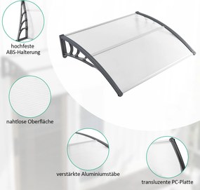 Costway Γκρι και Ασημί Στέγαστρο Πόρτας 122 x 99 εκ. NP11229HS