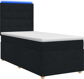 vidaXL Κρεβάτι box spring με στρώμα Μαύρο 90 x 190 cm Ύφασμα