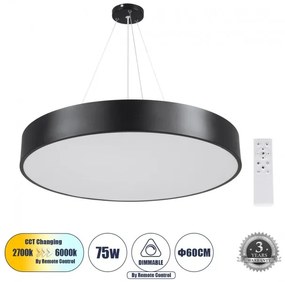 Κρεμαστό Φωτιστικό Οροφής LED 75W 8625lm BURTON Globostar 61202 Μαύρο