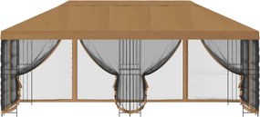 vidaXL Κιόσκι με Πλαϊνές Τοίχους 6 x 3 m Μπεζ Πολυεστέρας και Χάλυβας