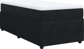 vidaXL Κρεβάτι Boxspring με Στρώμα Μαύρο 90x200 εκ. Βελούδινο