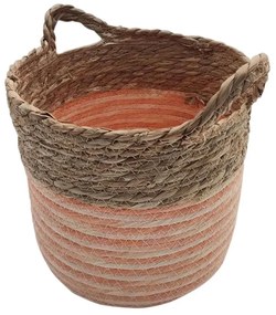 Καλάθι Με Ρίγα 00.06.61285 28x21,5-25,5cm Ψάθινο Natural-Orange Ψάθα