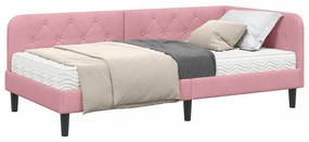 vidaXL Κρεβάτι Γωνίας Ροζ 100 x 200 cm Βελούδο