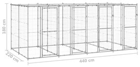 vidaXL Κλουβί Σκύλου Εξ. Χώρου με Στέγαστρο 9,68 μ² Γαλβ. Χάλυβας
